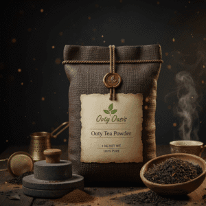 Brewed cup of Ooty Oasis Nilgiri tea with rich color and steam