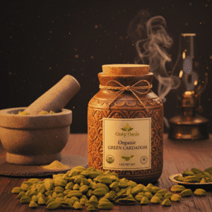 Ooty Oasis Premium Green Cardamom 1kg whole elaichi pods, large and aromatic. Premium green cardamom pods in elegant resealable pouch